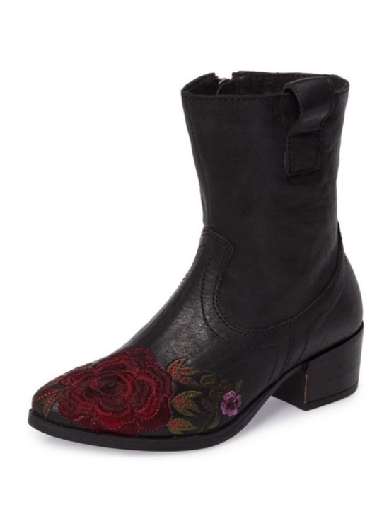 Sheridan Mia Shoes - NWT Sheridan Mia SHALLOT Black Leather Embroidered Boot